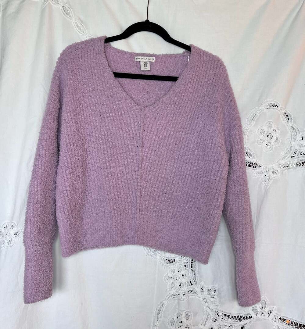 Sincerely Jules Women's Fuzzy V-Neck Sweater Size XS